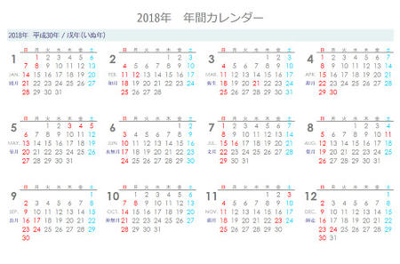 18年 年間カレンダー ハイリスクノンリターン