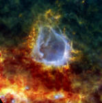 ハーシェル宇宙望遠鏡がとらえた誕生したばかりの巨星＝ＥＳＡ提供