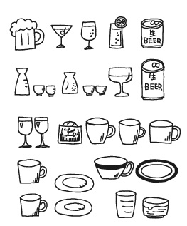 カップ グラス ビールなど飲食のイラストレーター Ai 素材 イラストのフリー素材 イラストレーター Ai やさしさグラフィクス