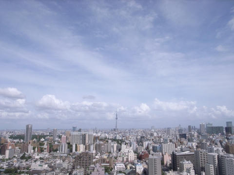 流れる雲の下