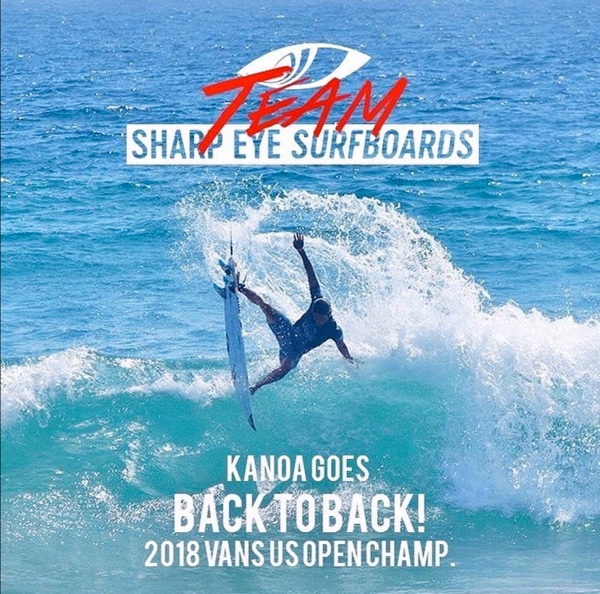 カノア五十嵐プロUSオープン2年連続優勝!使用ボードはシャープ カノア五十嵐プロUSオープン2年連続優勝!使用ボードはシャープ