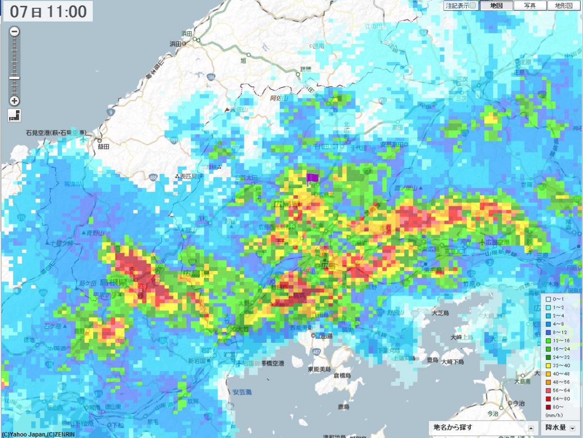 雨雲 レーダー 市 広島