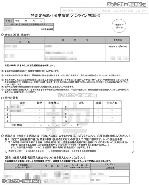 申請が完了すると貰える「控え」