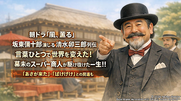 朝ドラ『風、薫る』坂東彌十郎演じる清水卯三郎列伝　言葉ひとつで世界を変えた！幕末のスーパー商人が駆け抜けた一生!! 『あさが来た』『ばけばけ』との関連も