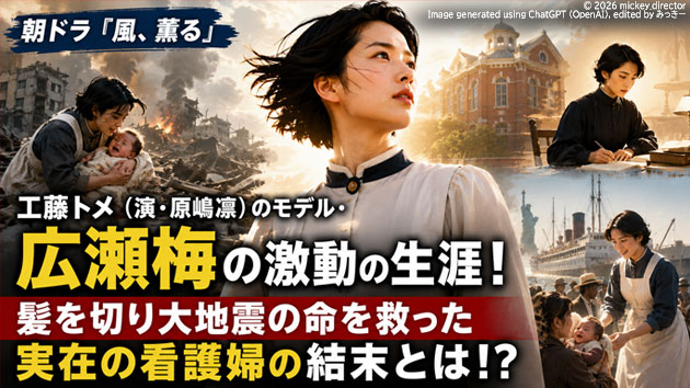 朝ドラ『風、薫る』工藤トメ（演・原嶋凛）のモデル・広瀬梅の激動の生涯！髪を切り大地震の命を救った実在の看護婦の結末とは!?