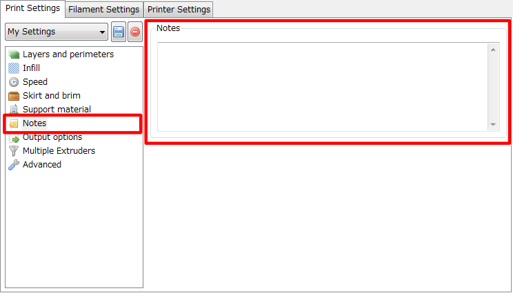 3Dプリンター,Slic3r,設定,方法,Repetier,使い方,Print settings,Notes