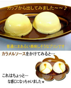 おっぱいプリンをカップから出してカラメルをかけてみました。
