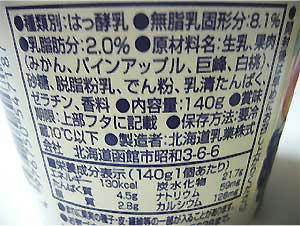 フルーツサラダヨーグルトの原材料