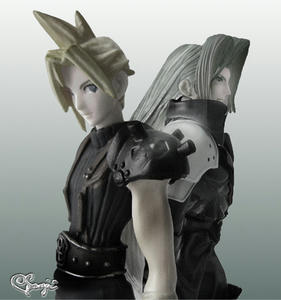 FF7アルティマニアオメガの表紙っぽくセフィロスとクラウドのフィギュアで表現してみた