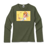 Cute Angel.9-リブクルーネック長袖Tシャツディープカラー