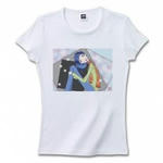 女性を描いたイラストのプリントTシャツ(ホワイト)各種