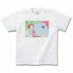 女性を描いたイラストのプリントTシャツ(ホワイト)各種