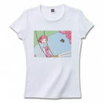 女性を描いたイラストのプリントTシャツ(ホワイト)各種