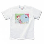 女性を描いたイラストのプリントTシャツ（ホワイト）各種