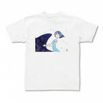 女性を描いたイラストのプリントTシャツ(ホワイト)各種