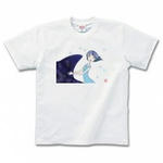 女性を描いたイラストのプリントTシャツ(ホワイト)各種