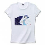 女性を描いたイラストのプリントTシャツ(ホワイト)各種