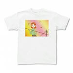 女性を描いたイラストのプリントTシャツ(ホワイト)各種