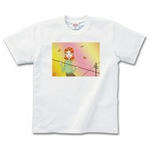 女性を描いたイラストのプリントTシャツ(ホワイト)各種