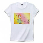 女性を描いたイラストのプリントTシャツ(ホワイト)各種