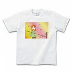 女性を描いたイラストのプリントTシャツ（ホワイト）各種