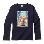 テディベアのサンタクロース・リブクルーネックTシャツ
