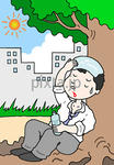低価格商用イラスト「炎天下 - 熱中症・日射病」