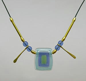 Higgins Brass Beads Pendant Blue