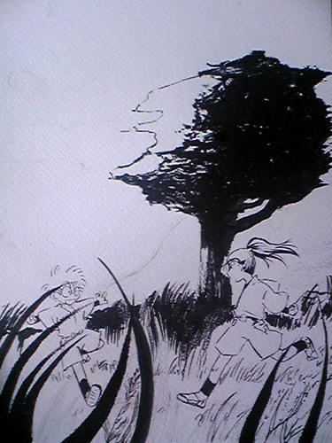 これから水彩塗るのに水性インクで線を引いてしまったとんでも原稿