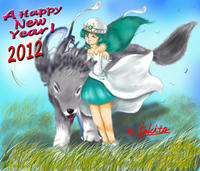 2012_nenga03　AO　２０１２年賀用　題名「風に吹かれて・・・」