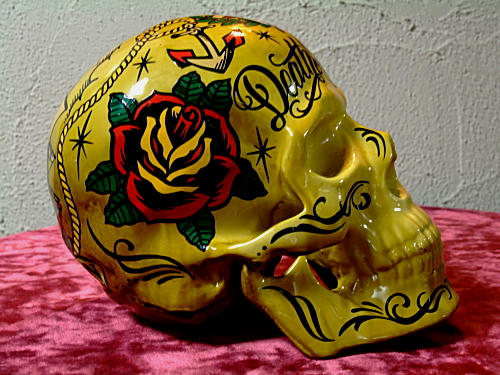 GRIMB krazy painting グリムさんにお願いしたSkull 側頭部には薔薇の花