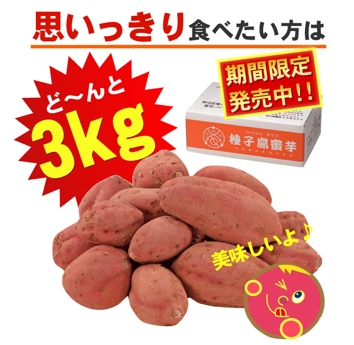 夢百笑 種子島蜜芋 3Kg 【安納芋（あんのういも）】