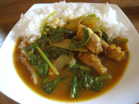 豚バラ軟骨とほうれん草カレー