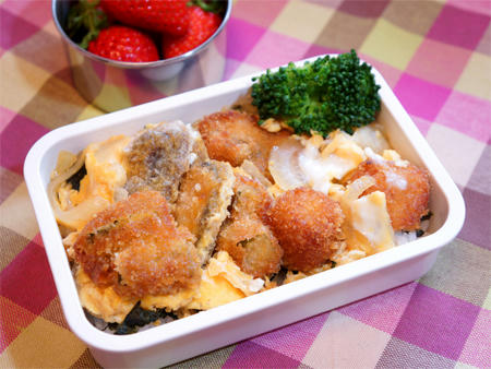 色んなフライの卵とじ弁当