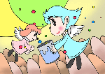 「天使のイラスト」　シリーズ.5 「覗いてごらん?」