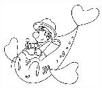 「ピエロのイラスト」　シリーズ.1 「海底探検」