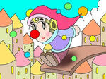 「ピエロのイラスト」　シリーズ.2 「ジャンプ」