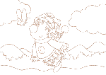 「ピエロのイラスト」　シリーズ.3 「楽しい散歩」