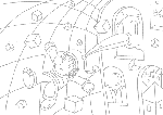 「ピエロのイラスト」　シリーズ.5 「不思議な部屋」