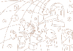 「ピエロのイラスト」　シリーズ.5 「不思議な部屋」