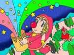 「ピエロのイラスト」　シリーズ.7 「キラキラ星の箱」