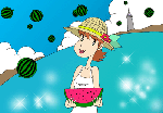 夏の海とスイカ