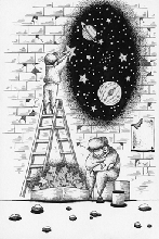 Ink drawing - 「Person who sells star」