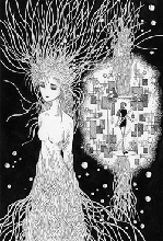 Ink drawing - 「Having been tied woman」