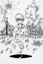 Ink drawing - 「Boy of different dimension」