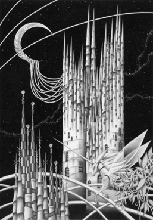 Pencil drawing - 「Tower of crescent」