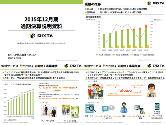 ピクスタ決算説明会資料