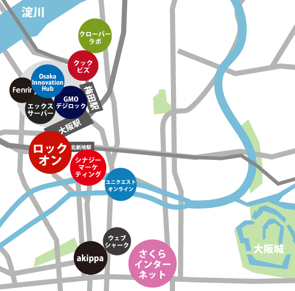 大阪梅田周辺ネット系ベンチャー地図