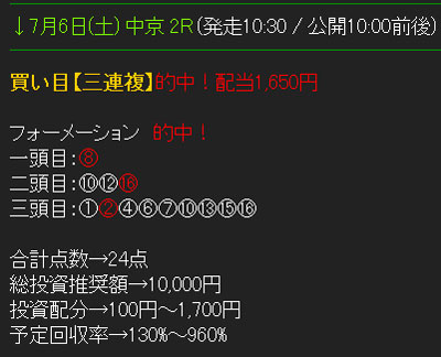 7/6の的中