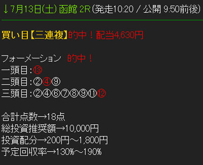 7/13の的中